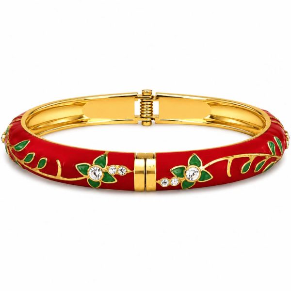gold-enamel-bangle-red-green-strass-main