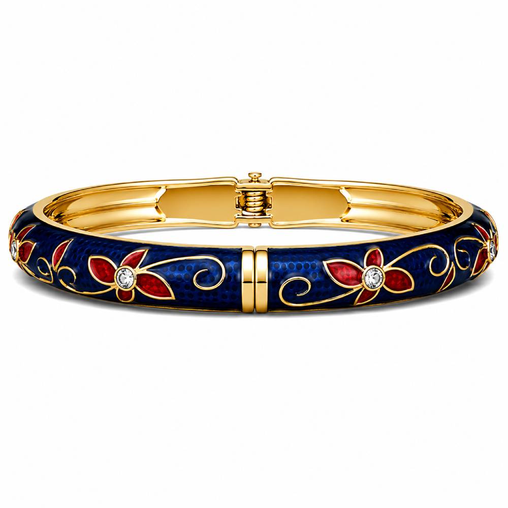 gold-enamel-floral-bangle-blue-red