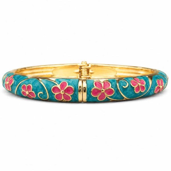 gold-enamel-floral-bangle-bracelet