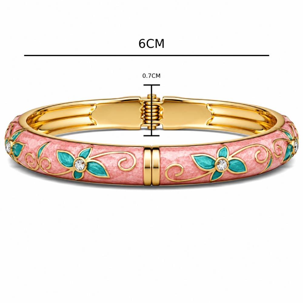 gold-enamel-floral-bangle-pink-turquoise-dimensions