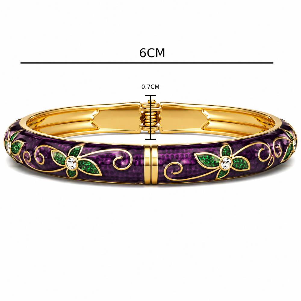 gold-enamel-floral-bangle-purple-green-dimensions