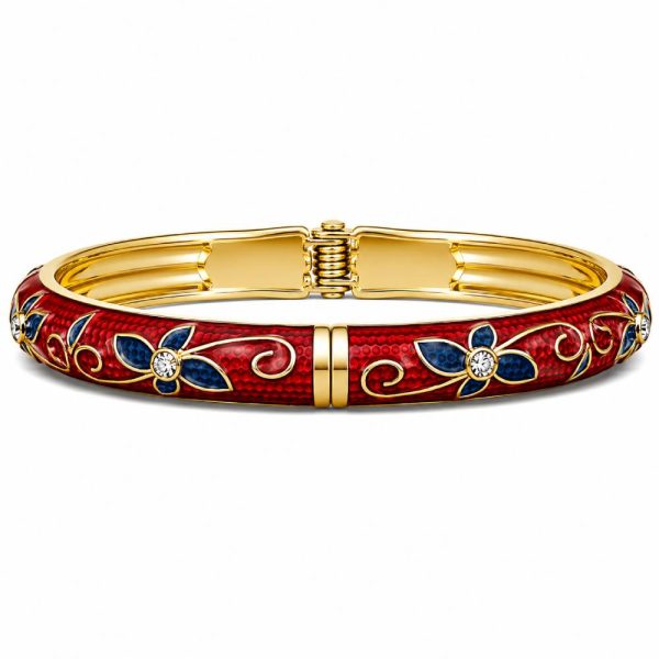 gold-enamel-floral-bangle-red-blue