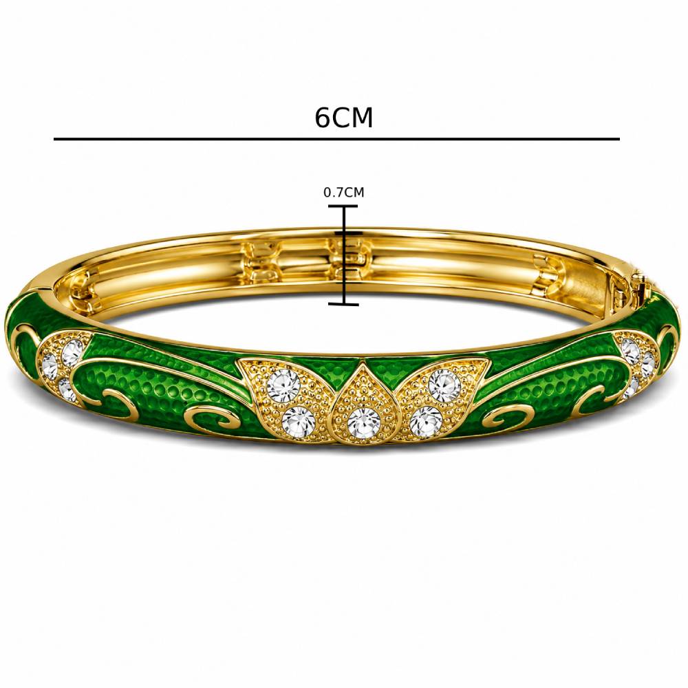 gold-enamel-petal-bangle-green-rhinestones-dimensions-1-1