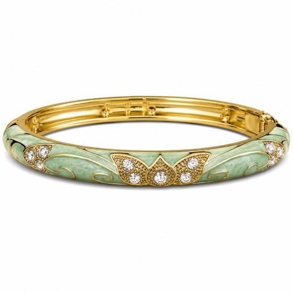 gold-enamel-petal-bangle-mint-rhinestones