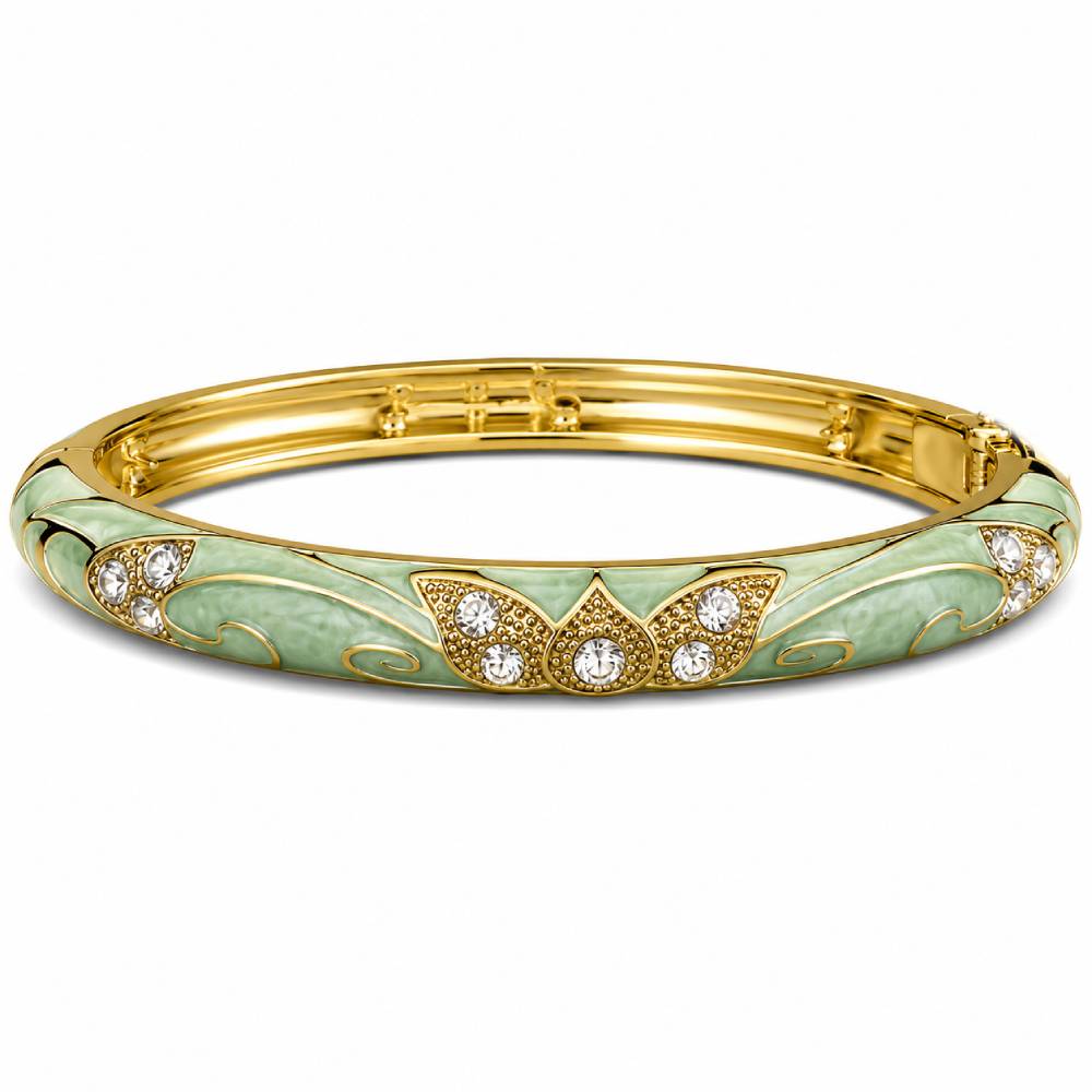 gold-enamel-petal-bangle-mint-rhinestones