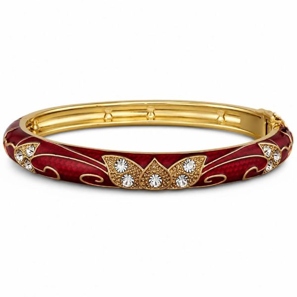 gold-enamel-petal-bangle-red-rhinestones