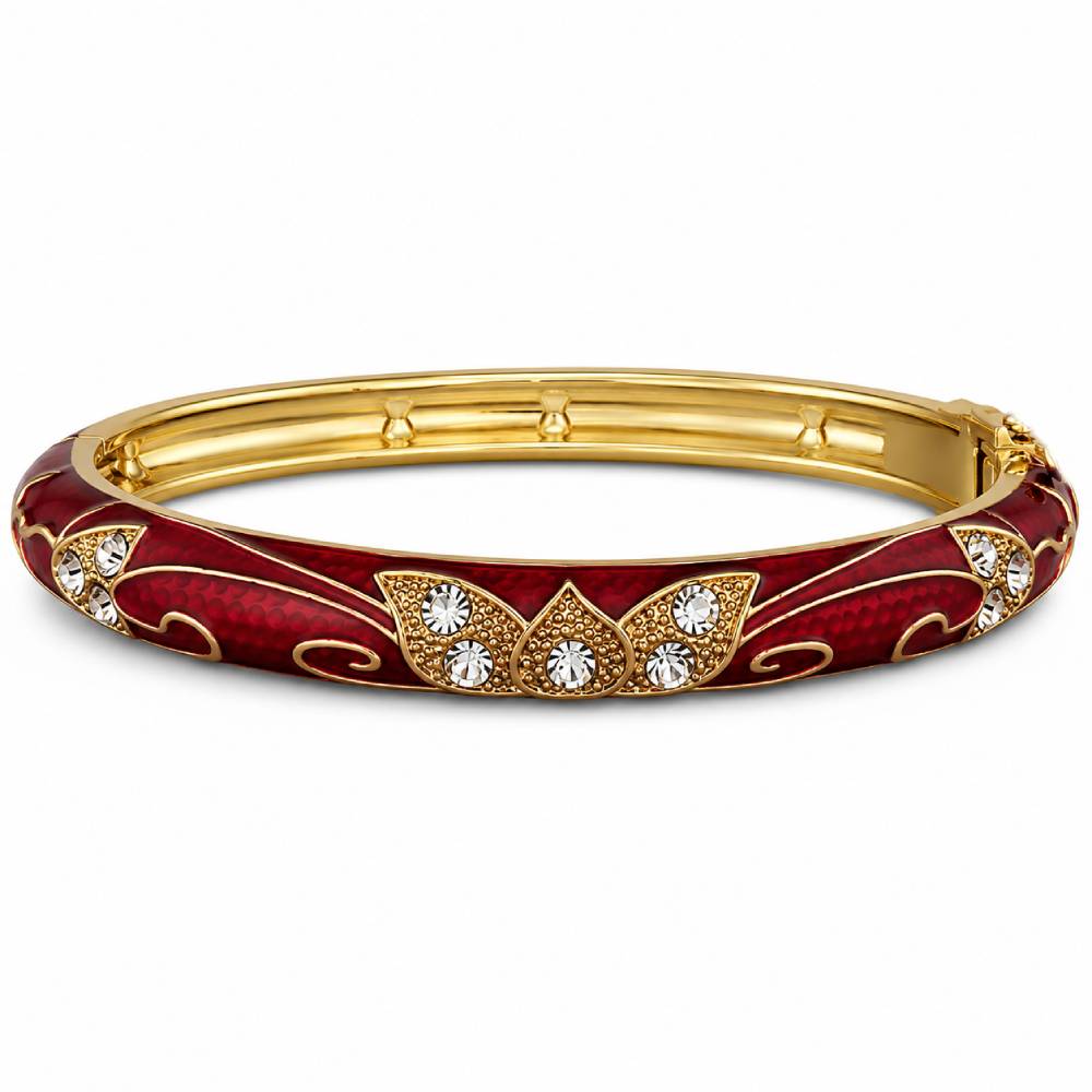 gold-enamel-petal-bangle-red-rhinestones
