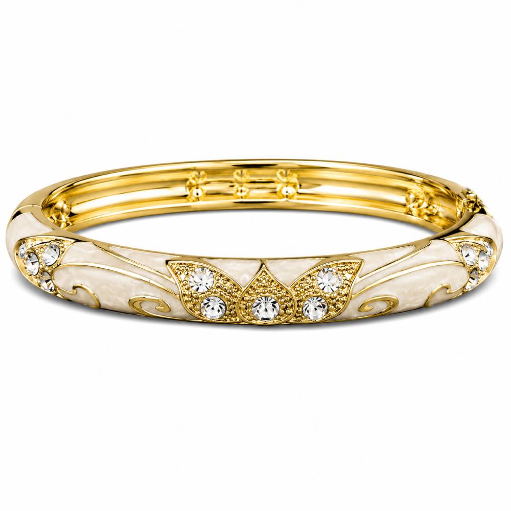 gold-enamel-petal-bangle-white-rhinestones