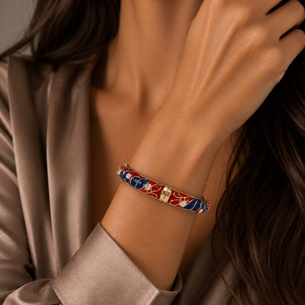 gold-red-blue-enamel-bangle-model