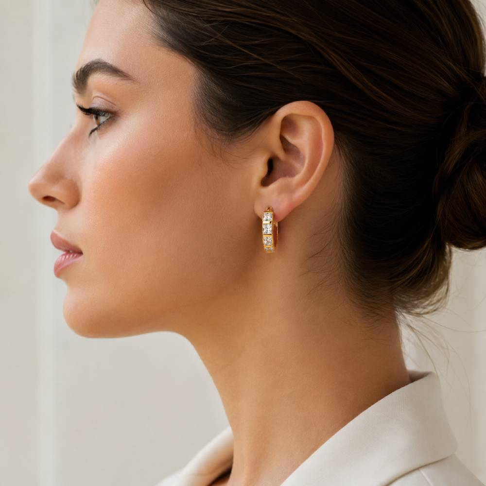 gold-steel-hoop-rhinestone-earrings-model