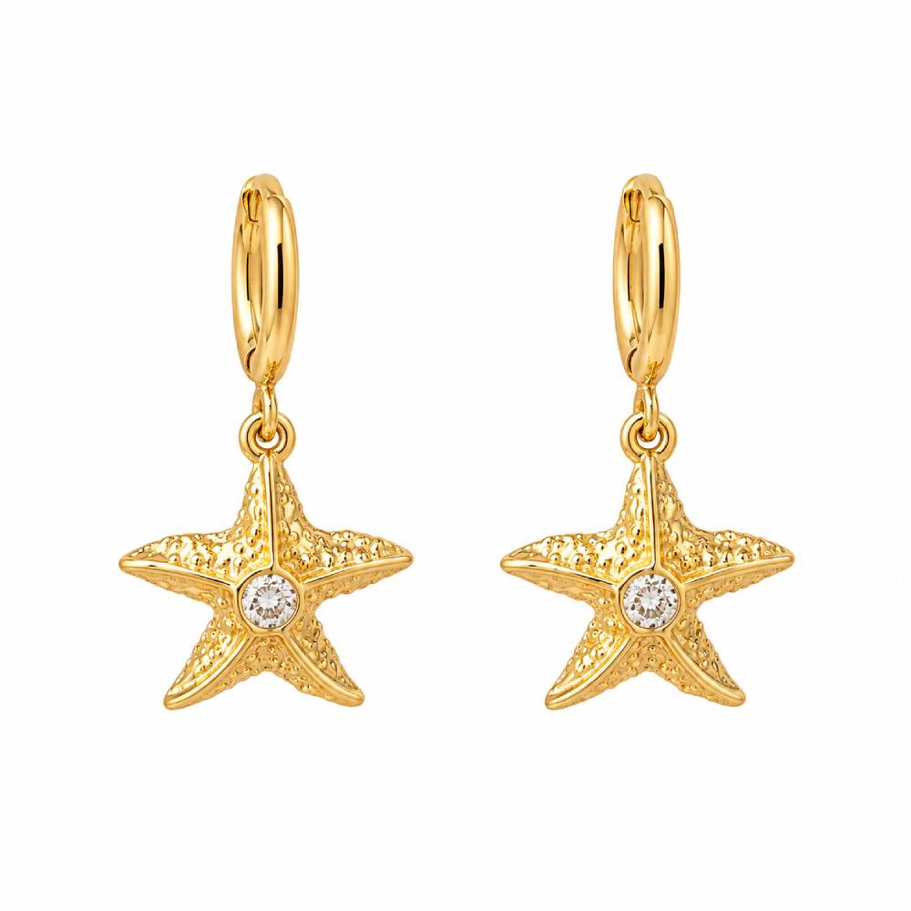 gold-steel-starfish-rhinestone-hoop-earrings