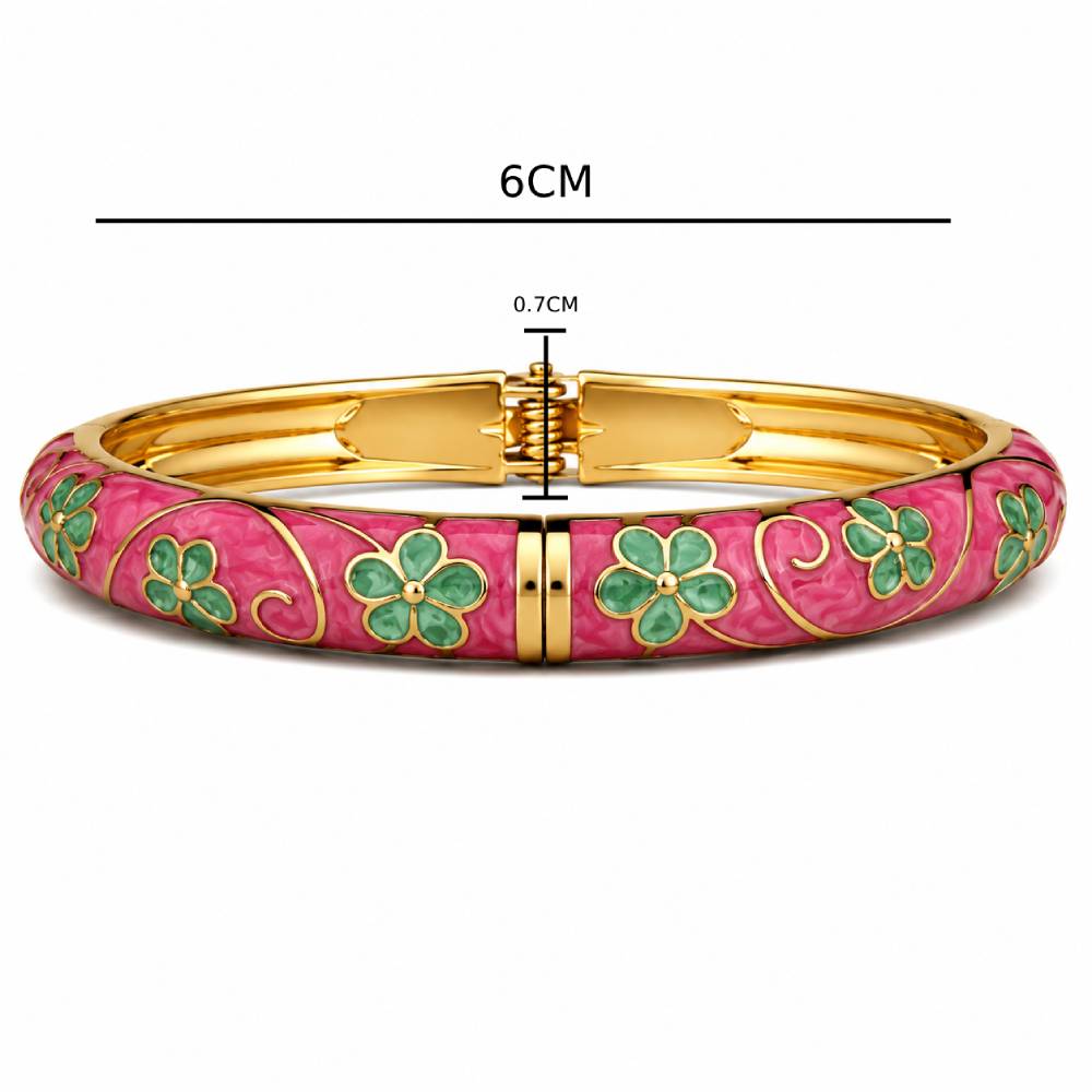 gold-tone-enamel-floral-bangle-bracelet-pink-green-dimensions