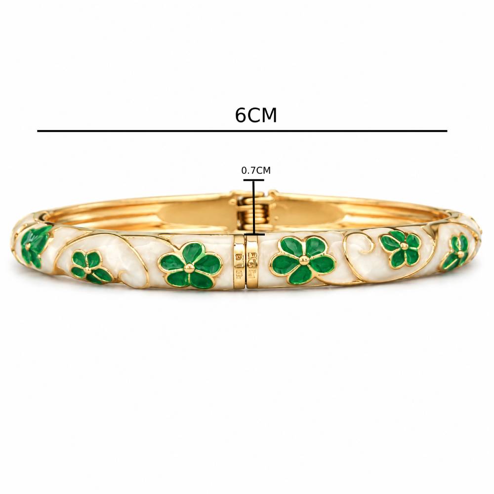 gold-tone-enamel-floral-bangle-bracelet-size