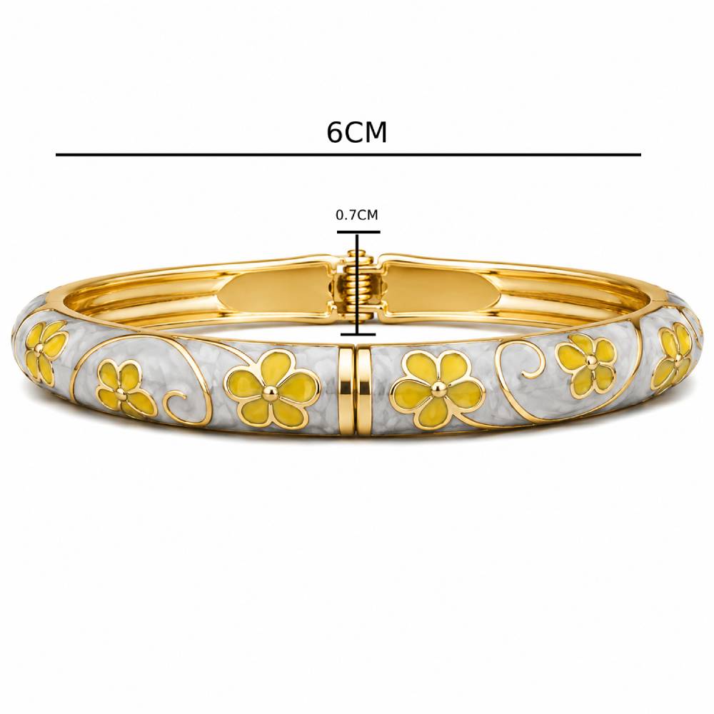 gold-tone-enamel-floral-bangle-bracelet-white-yellow-size
