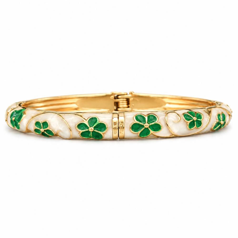 gold-tone-enamel-floral-bangle-bracelet