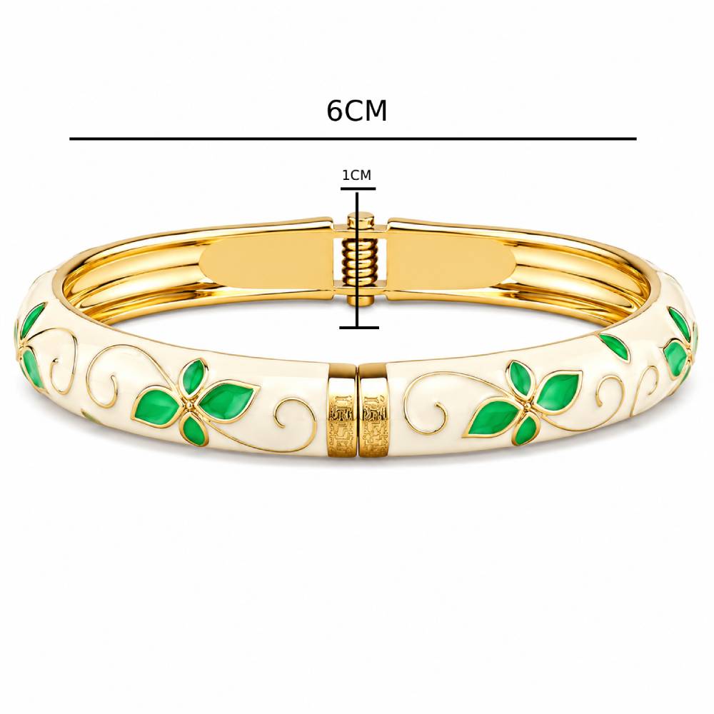 gold-tone-enamel-petal-bangle-green-ivory-size
