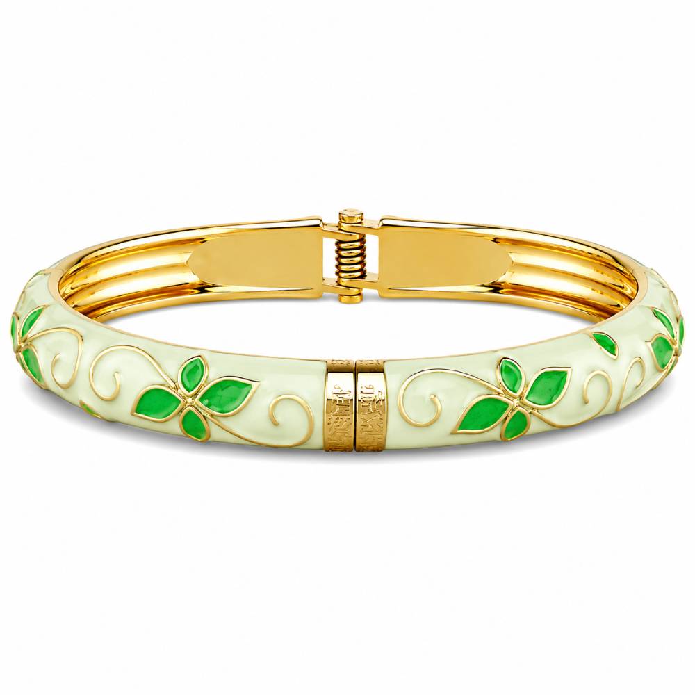 gold-tone-enamel-petal-bangle-light-green-main
