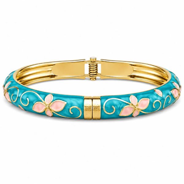 gold-tone-enamel-petal-bangle-pink-turquoise-main