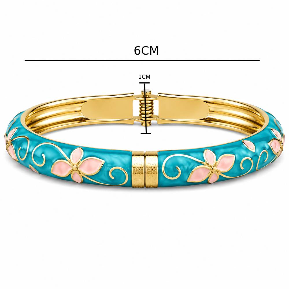 gold-tone-enamel-petal-bangle-pink-turquoise-size