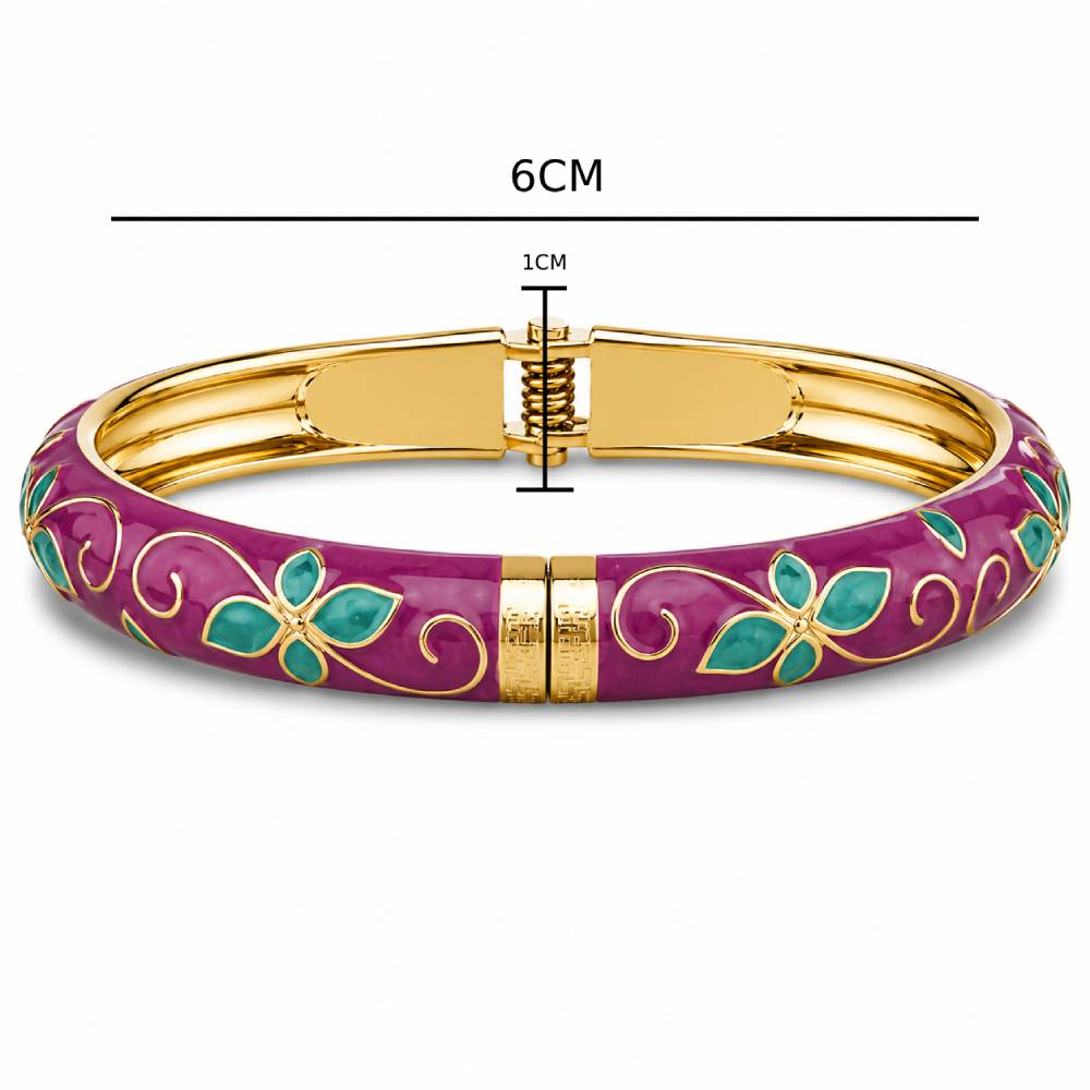 gold-tone-enamel-petal-bangle-purple-turquoise-size
