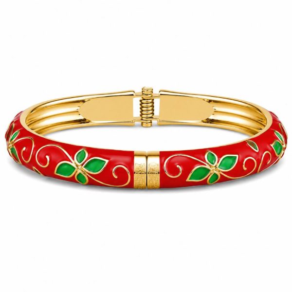 gold-tone-enamel-petal-bangle-red-green-main