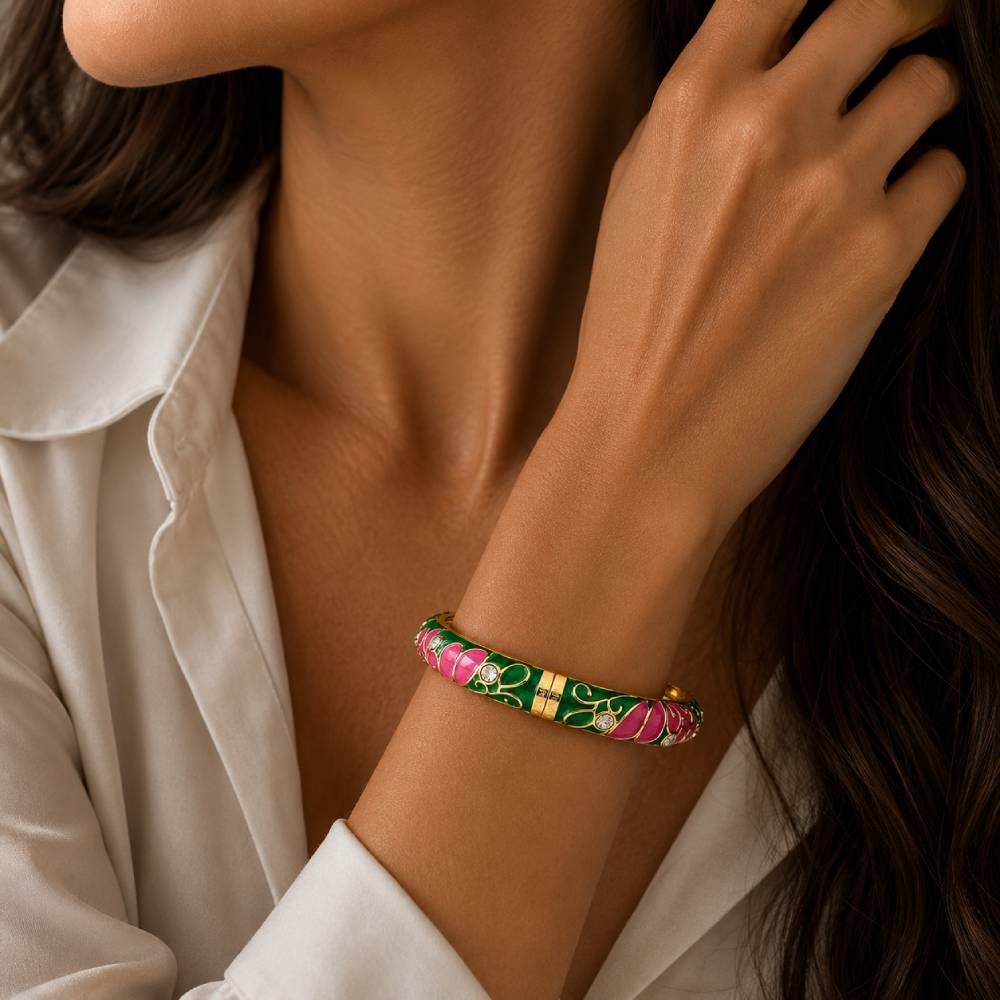 pink-green-enamel-bangle-model