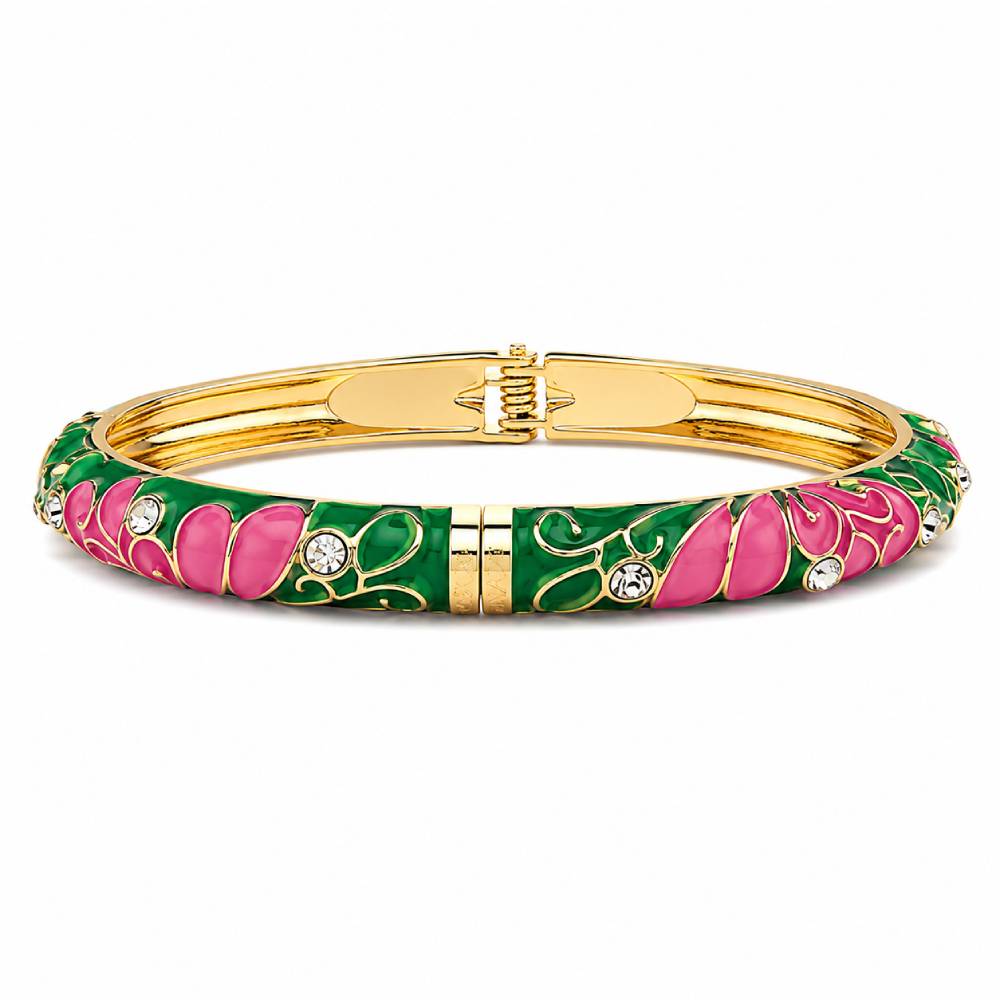 pink-green-enamel-bangle-rhinestones