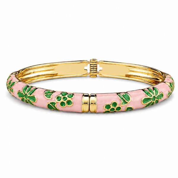 pink-green-enamel-floral-bangle-bracelet