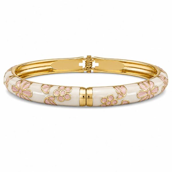 white-pink-enamel-floral-bangle-bracelet