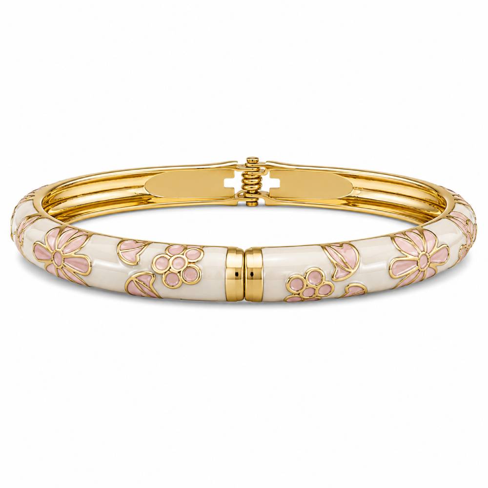 white-pink-enamel-floral-bangle-bracelet